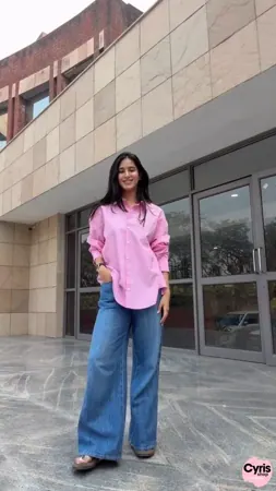 2-piece stripped button down shirt and wide leg pants combo