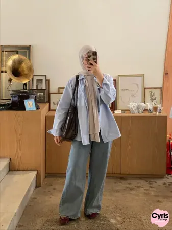 3-piece combo Skyblue button-down shirt with wide leg pants and crop top