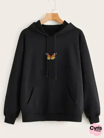 3D Mini Butterfly Hoodie Black