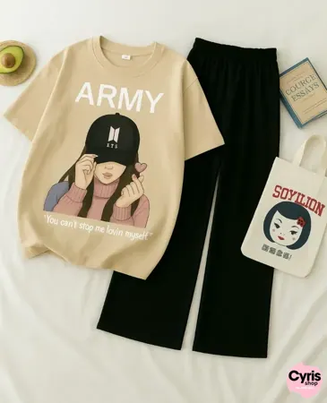 ARMY Girl Graphic Set- beige