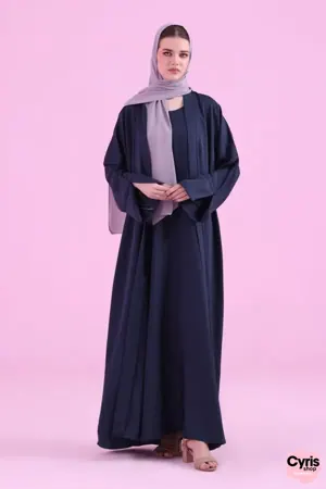 Basic Kimono Style Abaya - Navy Blue — view 2