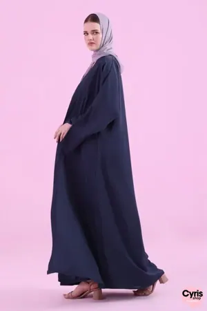 Basic Kimono Style Abaya - Navy Blue — view 4