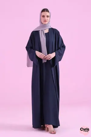 Basic Kimono Style Abaya - Navy Blue — view 5