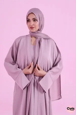 Basic Kimono Style Abaya - Nude Pink — view 4