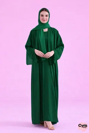 Basic Kimono Style Abaya - Royal Green
