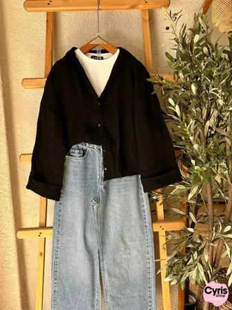 Black Button-Down Shirt 3-piece combo