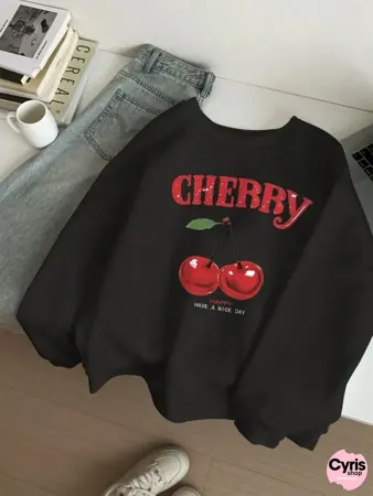 Black Cherry Print Sweatshirt