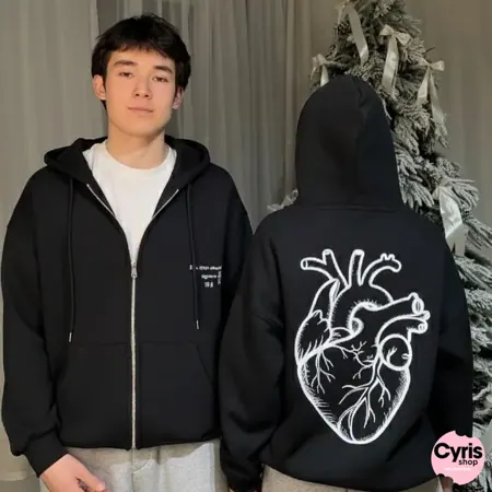 Black Couple Anatomical Heart Hoodie