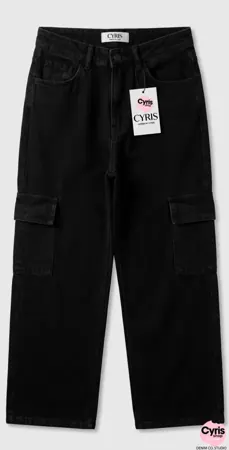 Classic Black Multi-Pocket Cargo Denim — view 2