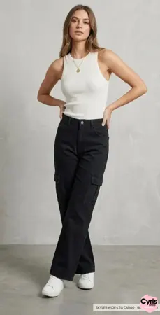 Classic Black Multi-Pocket Cargo Denim — view 3