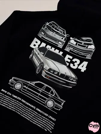 Black Hoodie – BMW E34 Classic Car Graphic Print