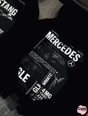 Black Hoodie Mercedes Car Graphic Print