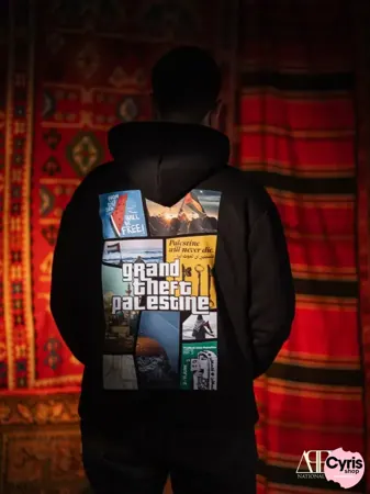 Black Hoodie – Free Palestine Graphic Design (Back Print)