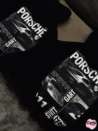 Black Hoodie – Porsche Sport Car Graphic Design