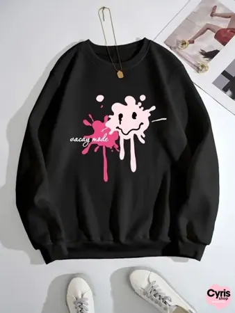 Black Paint Splash Graphic Sweatshirt