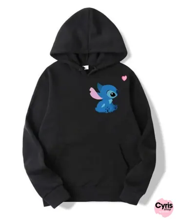 Blue Angel Stitch Hoodie – Adorable Black Hoodie