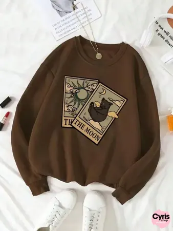 Brown Vintage Graphic Oversized Sweatshirt