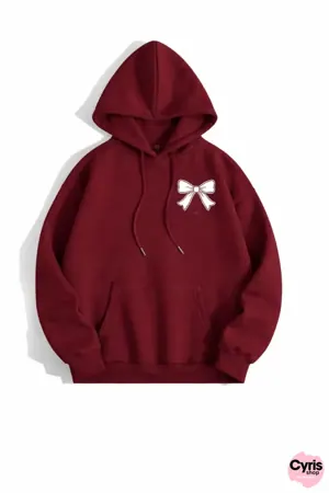 Burgundy Bow Hoodie – Cute & Cozy