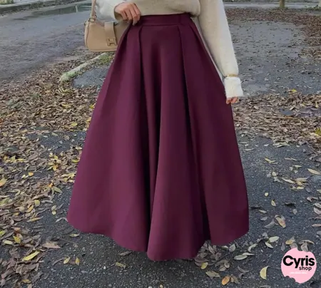 Burgundy pleated skirt