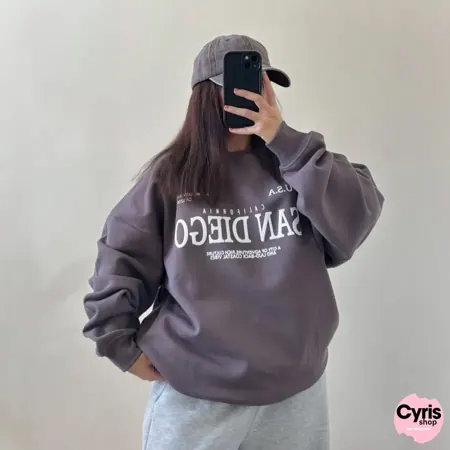 Charcoal Grey “San Diego” Sweatshirt – Cozy Oversized Street Style