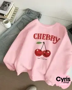 Cherry Print Pink Sweatshirt