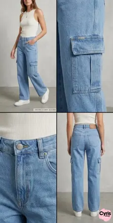 Classic Blue Multi-Pocket Cargo Denim — view 2