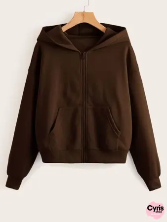 Classic Brown Zip-Up Hoodie