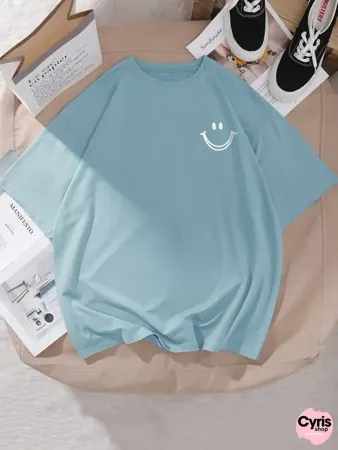 Crescent Bliss Tee – Sky Blue Serenity