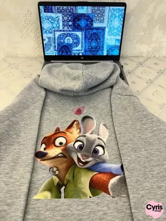 Cute Fox & Bunny Cartoon Hoodie