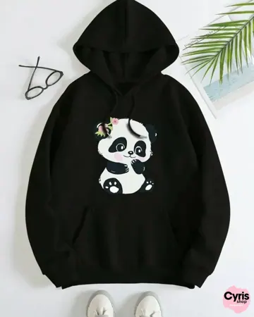 Cute Panda Black Hoodie