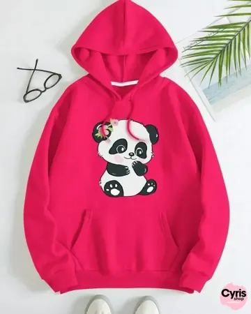 Cute Panda Dark Pink Hoodie