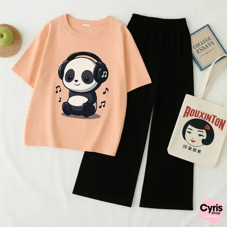 Cute Panda Music Combo-Peach