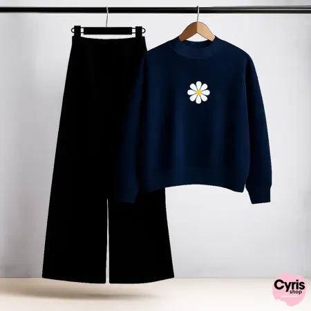 Daisy Bloom Navy Sweatshirt & Trouser Set