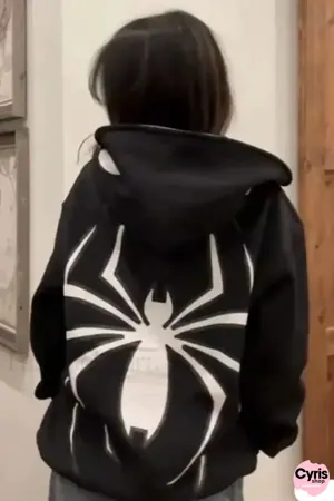 Dark Spider Web Hoodie – Gothic Black