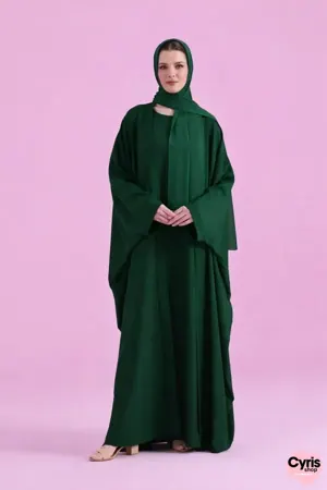Farasha flowy cut abaya - Dark Green