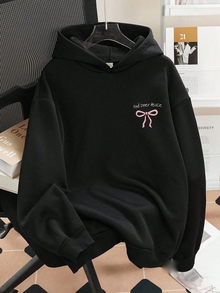 Find Inner Peace Ribbon Hoodie - Black