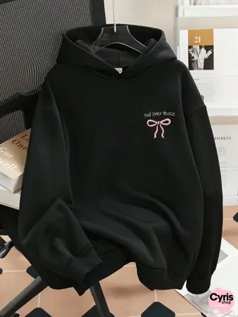 Find Inner Peace Ribbon Hoodie - Black