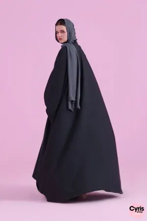 Flowy Farasha Cut Abaya - BLack — view 3