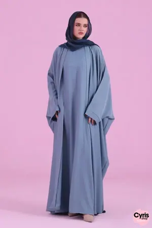 Flowy Farasha Cut Abaya - Sky Blue