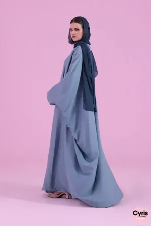 Flowy Farasha Cut Abaya - Sky Blue — view 2
