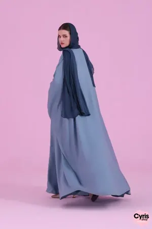 Flowy Farasha Cut Abaya - Sky Blue — view 4