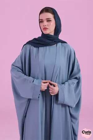 Flowy Farasha Cut Abaya - Sky Blue — view 7