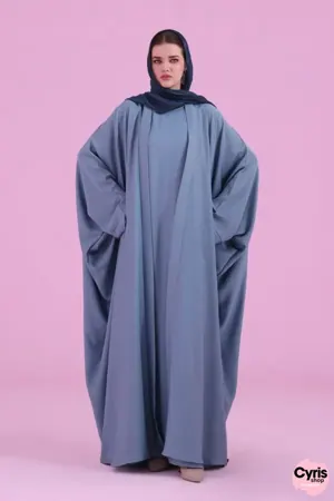 Flowy Farasha Cut Abaya - Sky Blue — view 9
