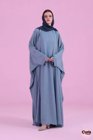 Flowy Farasha Cut Abaya - Sky Blue — view 10