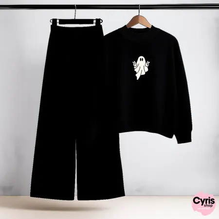 Ghost Black Sweatshirt & Trouser Set
