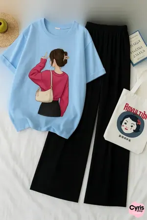 Girl with Pink Bag Casual Combo