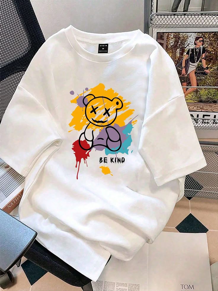 Happy Smiley Tee – Street Splash White
