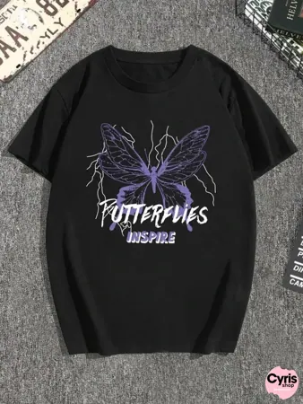 Inspire Butterflies Black Tee