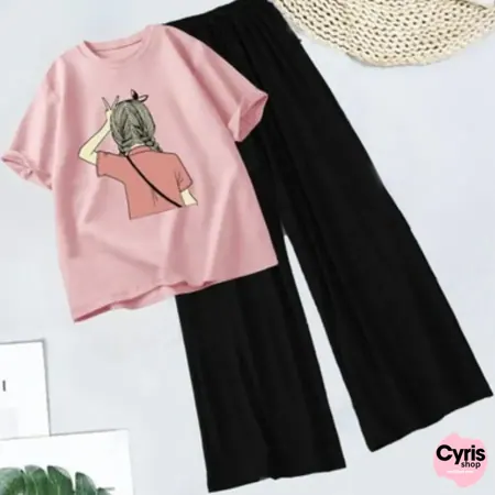 Light pink T-shirt with girl graphic