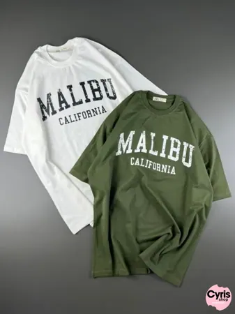 Malibu Vintage Vibe Tee Set – White, Olive, Navy & beige — view 2
